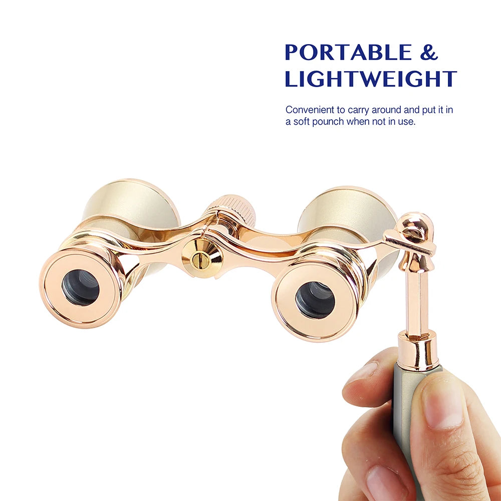 Opera Glasses 3x25 TheaterBinoculars With InterchangeableExtendableCollapsible Handle Gift