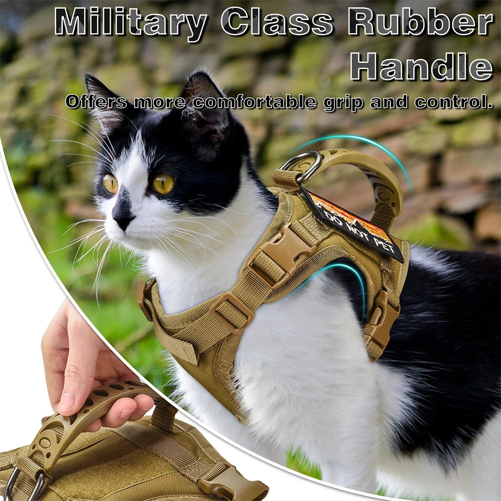 Tactical Cat Harness Adjustable Puppy Vest For Military Small Dogs Harnesses withControl Handle Walking Training Cat Accessories
