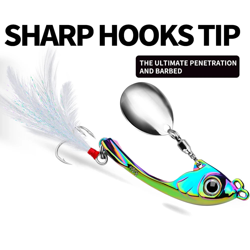 Spinner Bait Metal Vib Fishing Lure Trolling Rotating Spoon Wobbler For Bass Freshwater And Saltwater