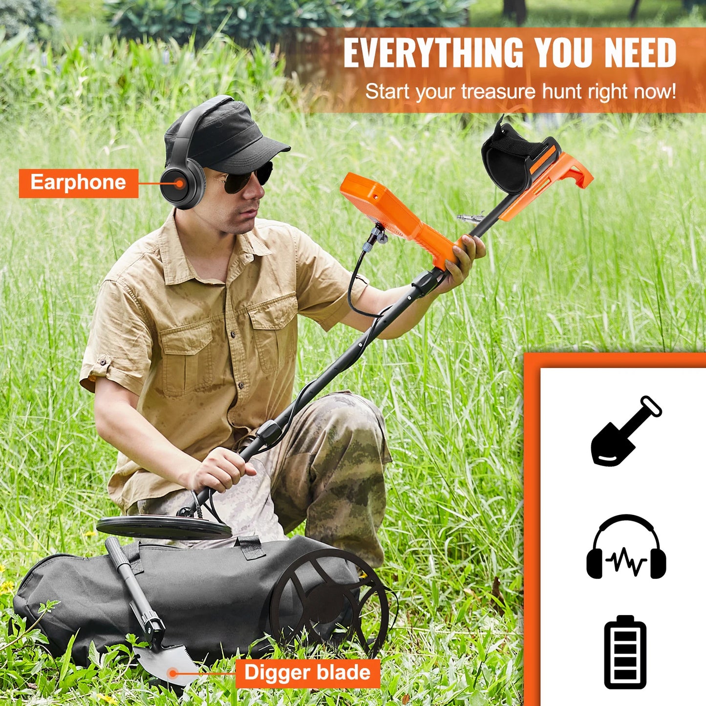 SucceBuy Advanced Multifunctional Rechargeable Metal Detector With LCD Display IP68