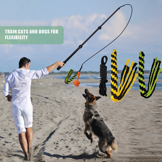 Extendable Flirt Pole Interactive Dog Toy For Outdoor Training