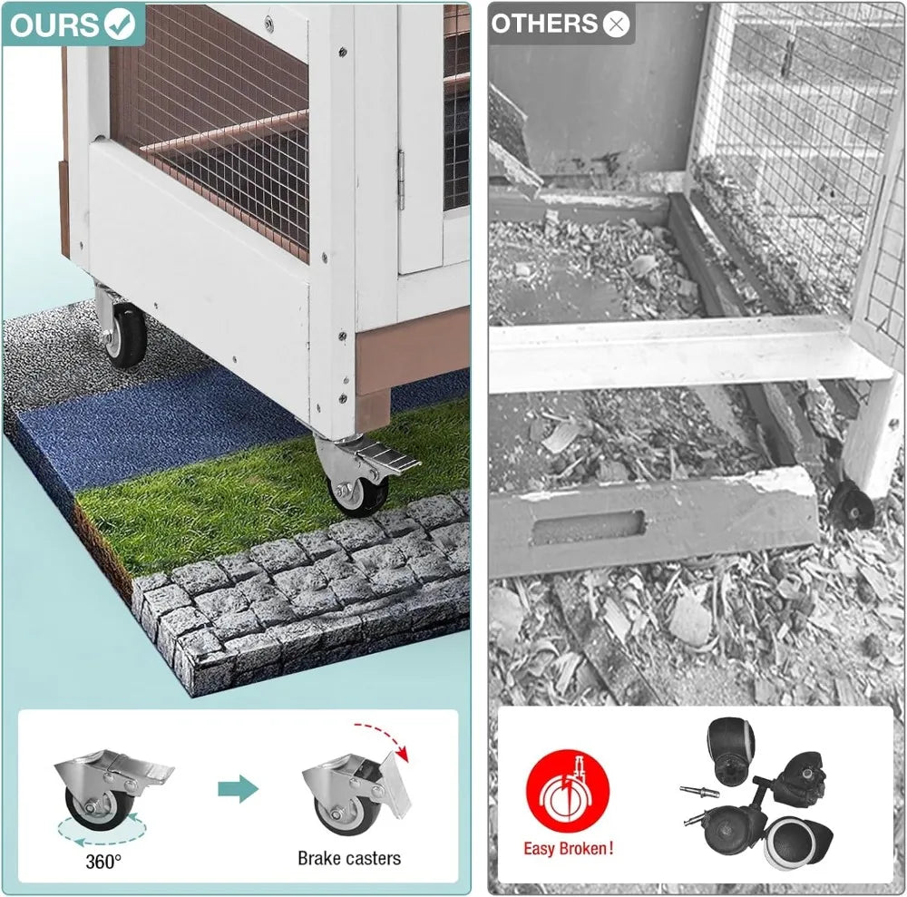Wooden Indoor Rabbit Hutch With Sliding Trays And Ramp