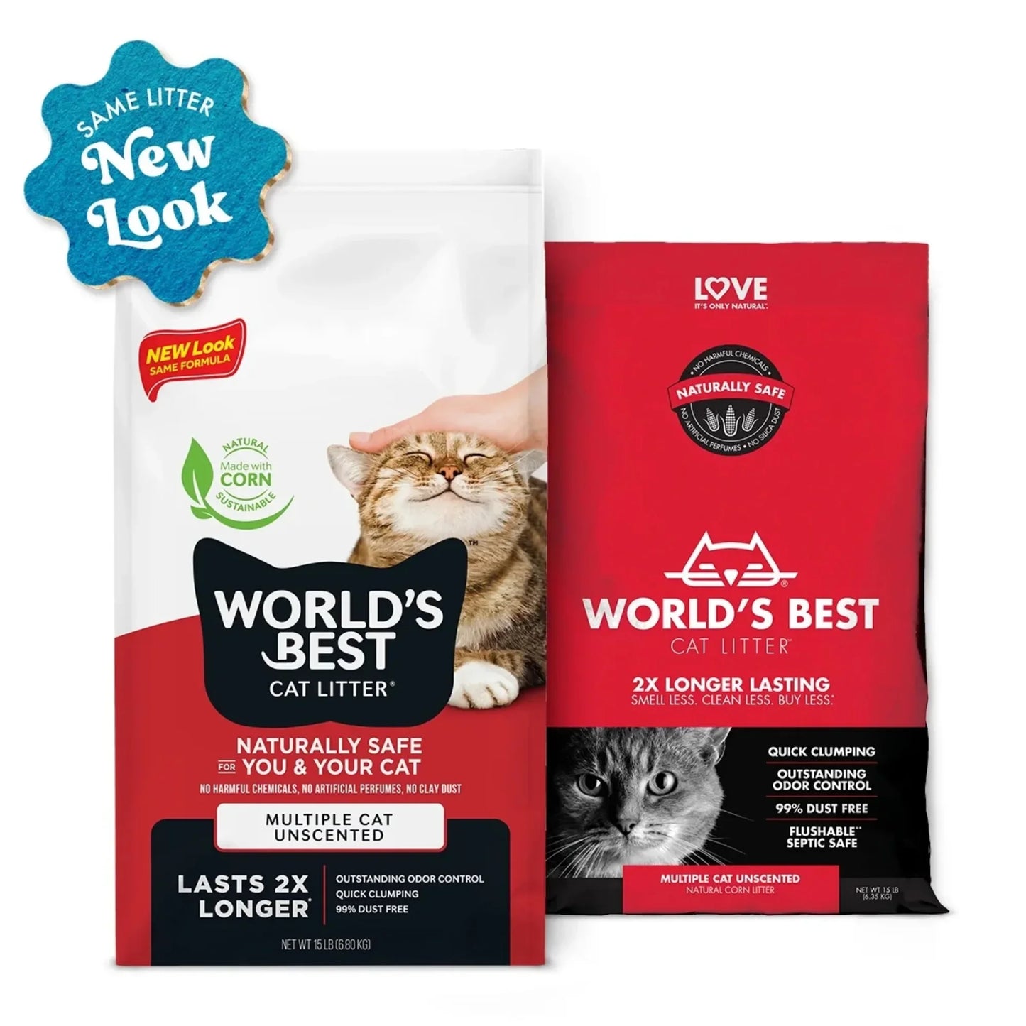 Multiple Cat Unscented - Natural Ingredients,Quick Clumping, Flushable, 99% Dust Free- Long-Lasting Odor Control & Easy Scooping