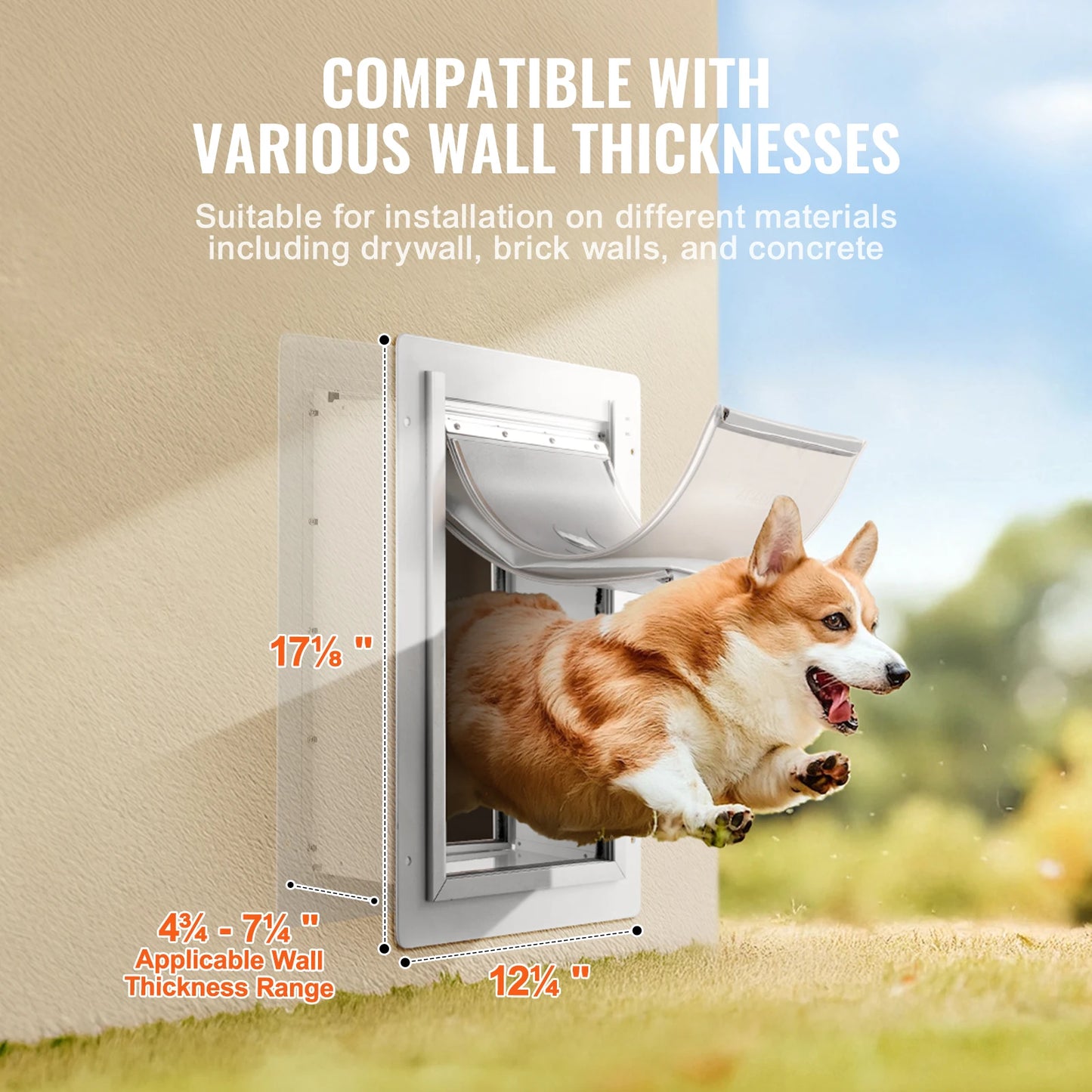 SucceBuy Pet Door With Metal Frame Lock And 3 Flaps