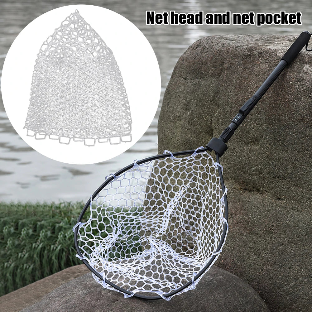 Rubber Net Head 32/40/55cm Folding Landing Net Portable Foldable Trout Net Outdoor Fishing Accessories
