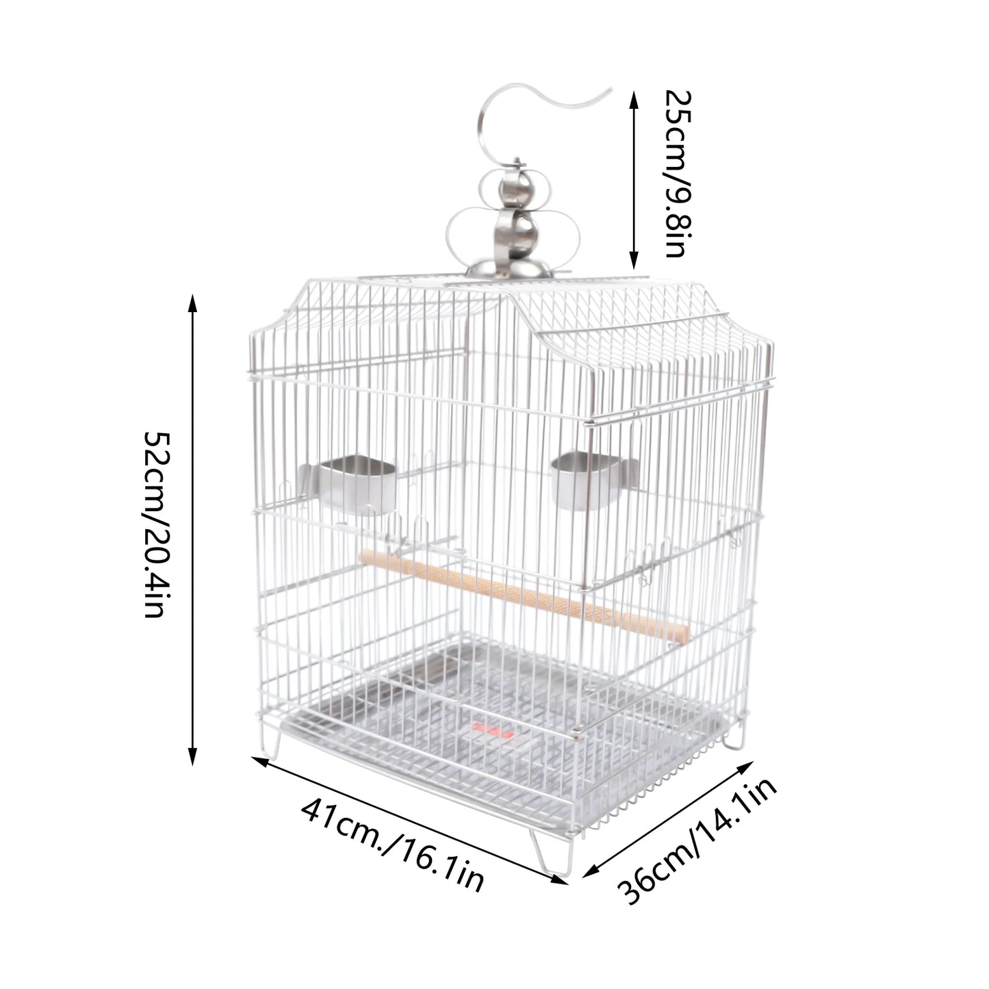 Stainless Steel Bird Cage, Encrypted Wire, Large Space, Easy Clean, for Budgies, Cockatiels & Medium Birds, Complete Accessories