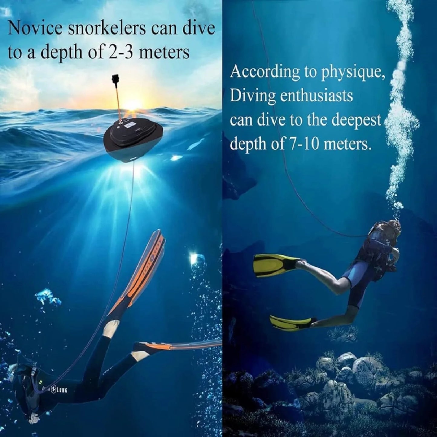 TUDIVING Rechargeable Waterproof Portable Scuba Ventilator Breathing Regulator System