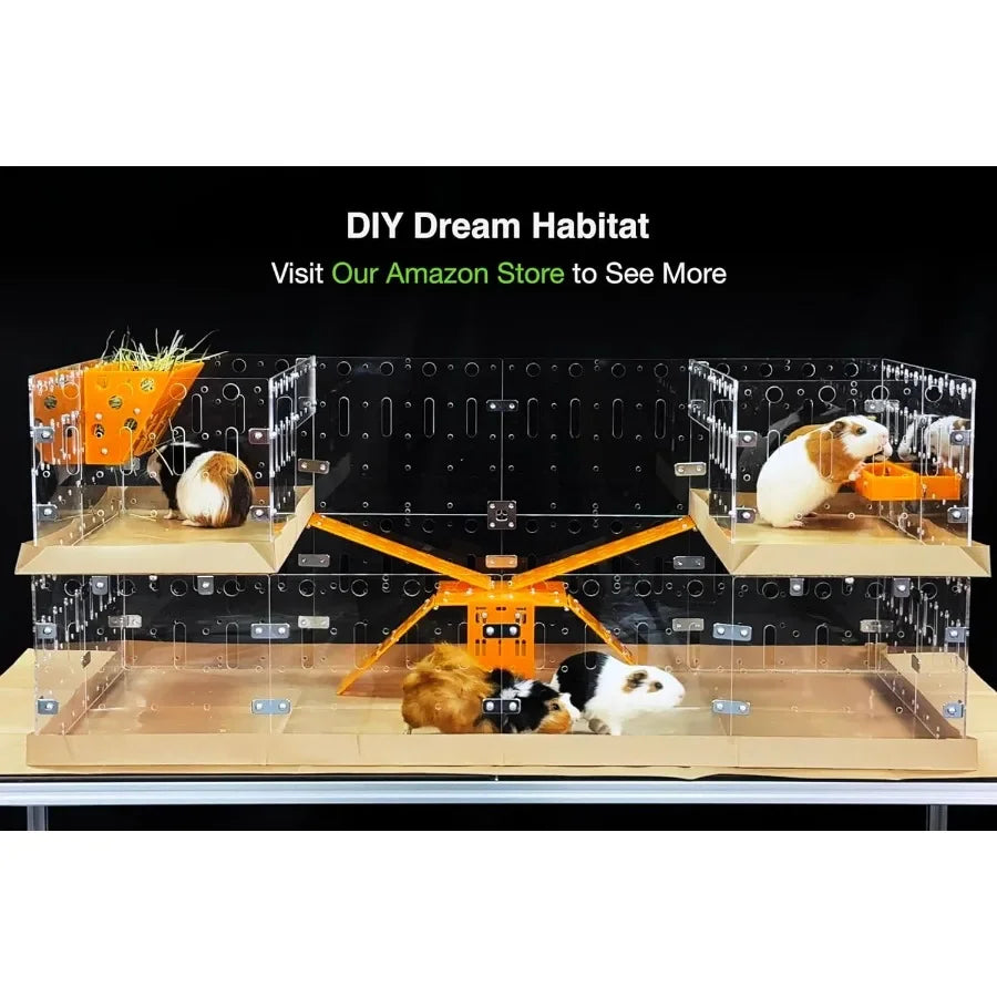 Large 4x2ft Open Acrylic Cage for Guinea Pigs Bunnies Quails Hedgehogs and Other Roaming Small Animals DIY Extendable Design wi