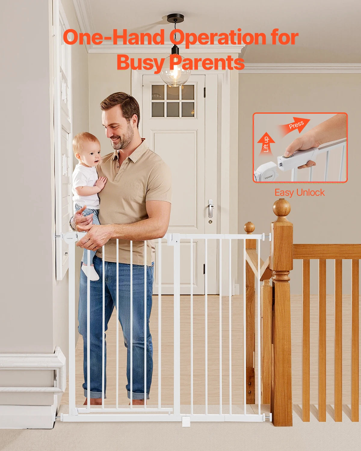 VEVOR Baby Gate Pressure Mount Walk Through Pet Gate