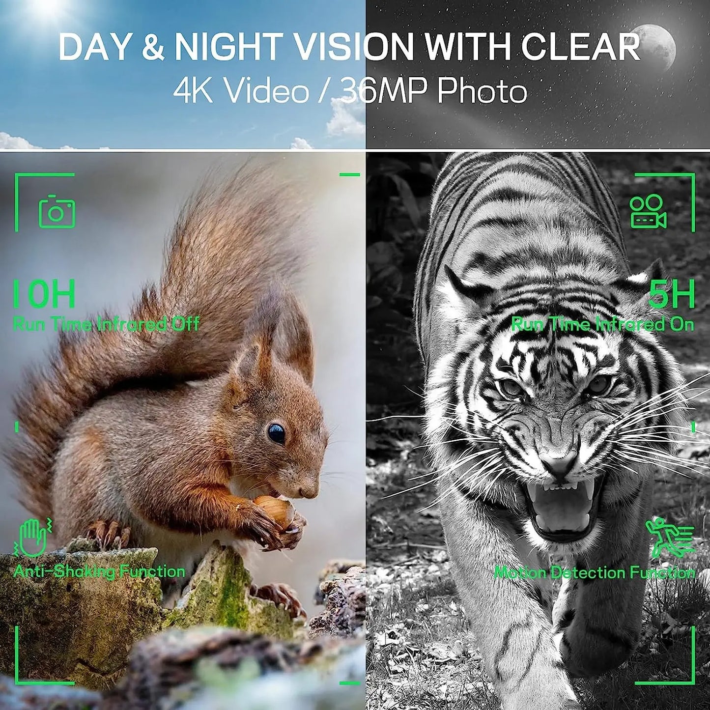 4K Night Vision Binoculars with Rechargeable Battery  32GB TF Card Night Vision Goggles for Photo And Video Saving 3'' Display