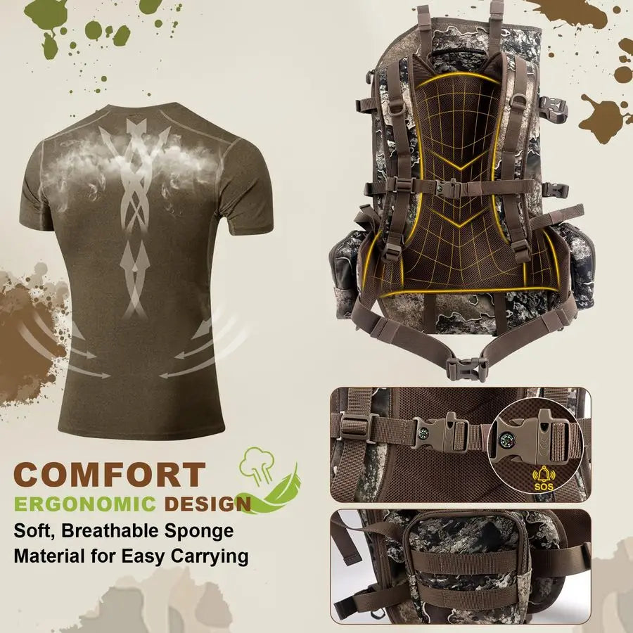 Backpacks for Men,Saddle Hunting Bag with Bow Holder, Large Compound Bow Hunting Backpack amp Duffle Bags