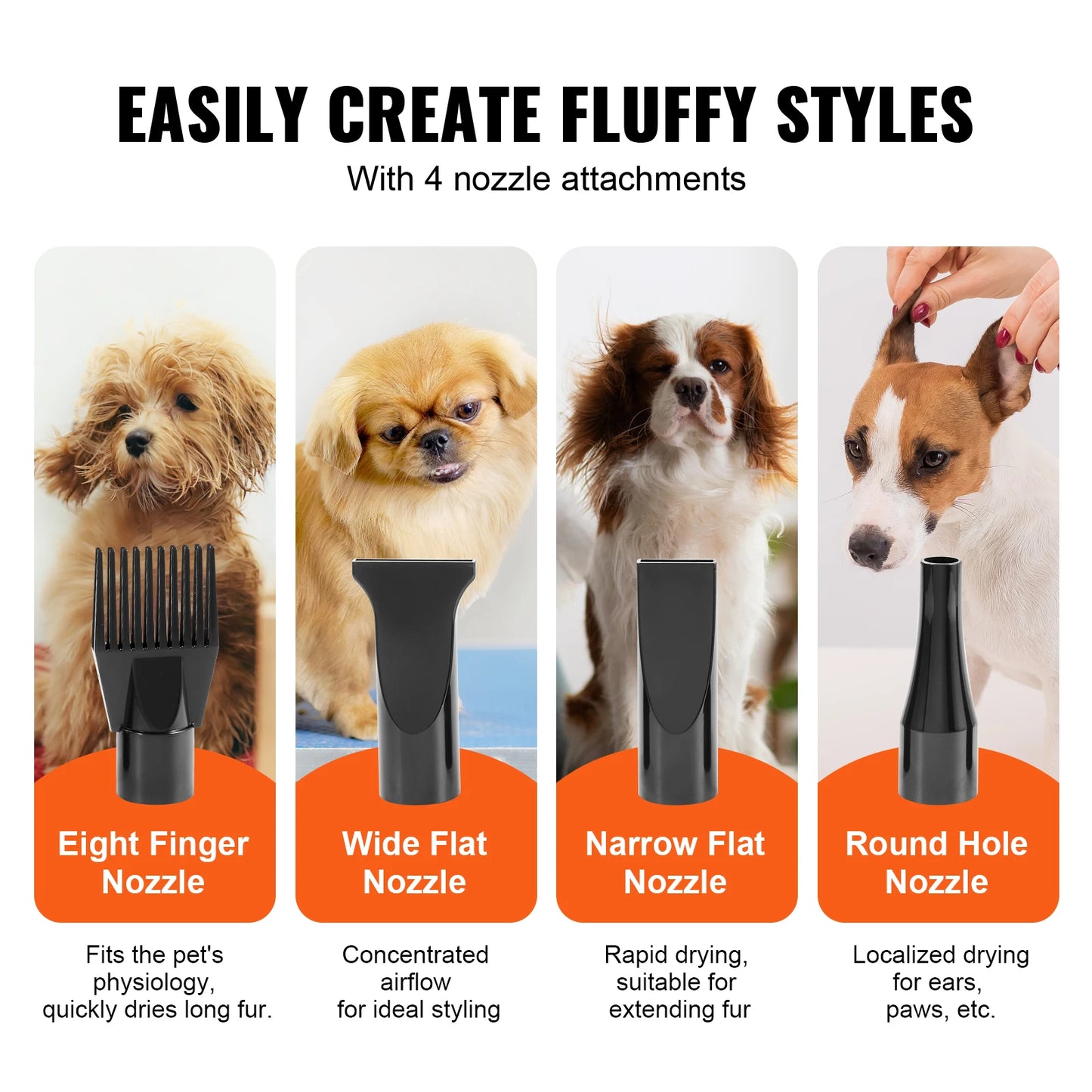 Dog Blow Dryer 2000W With Adjustable Speed Temperature Control For Pet Grooming