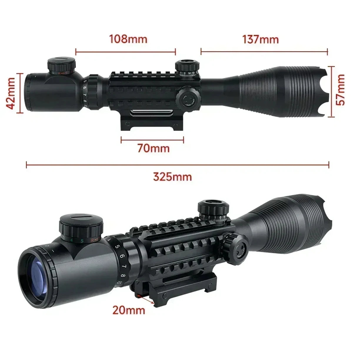 Hunting RifleScopes 4-16X50EG W/Red Dot Sight Laser Pointer Flashlight Combo Sight Adjustable Optical Scopes Fit 20mm