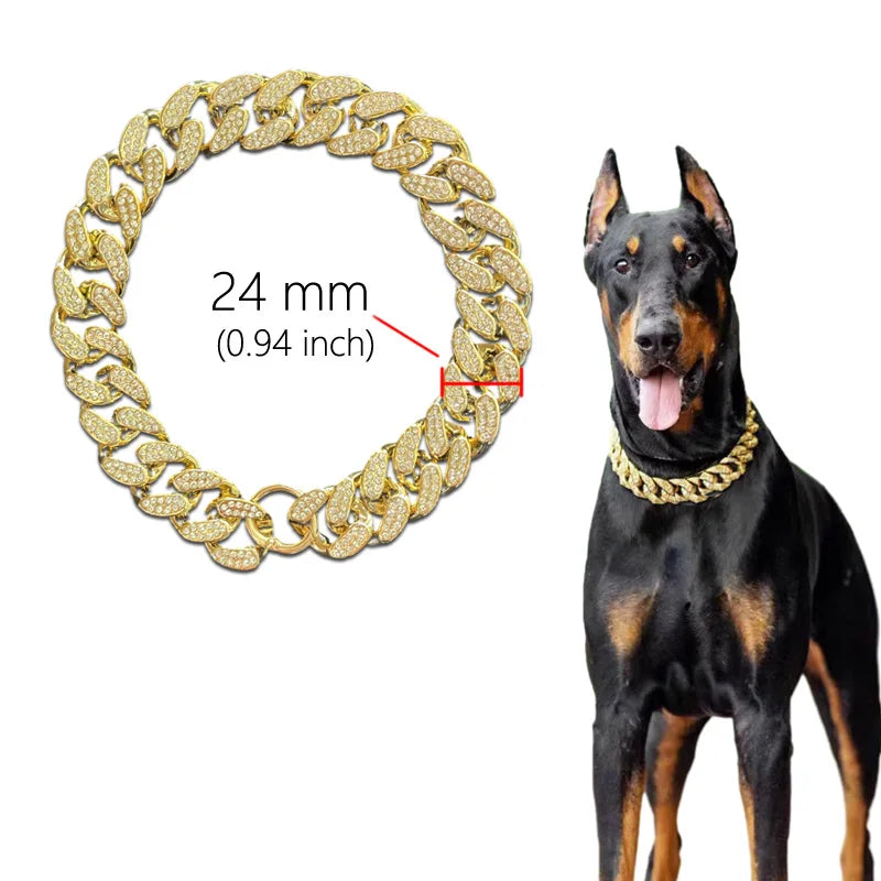 NONECN Diamond Inlay Sparkle ABS Plastic Dog Collar Necklace