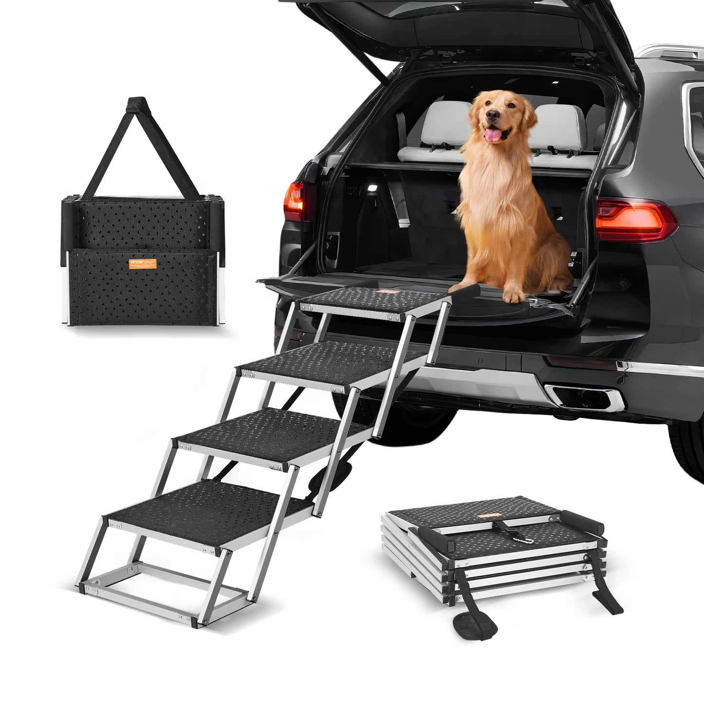 SucceBuy Dog Car Steps Folding Portable Pet Stairs 150 lbs