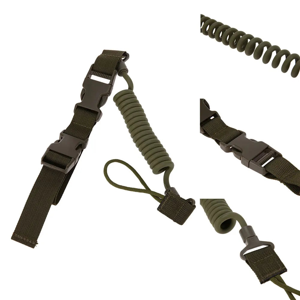 Outdoor Tactic Spring Lanyard Elastic Retractable Anti-lost Waist Hanging Retention Rope Police Pistols Gun Rifle Sling Hunting