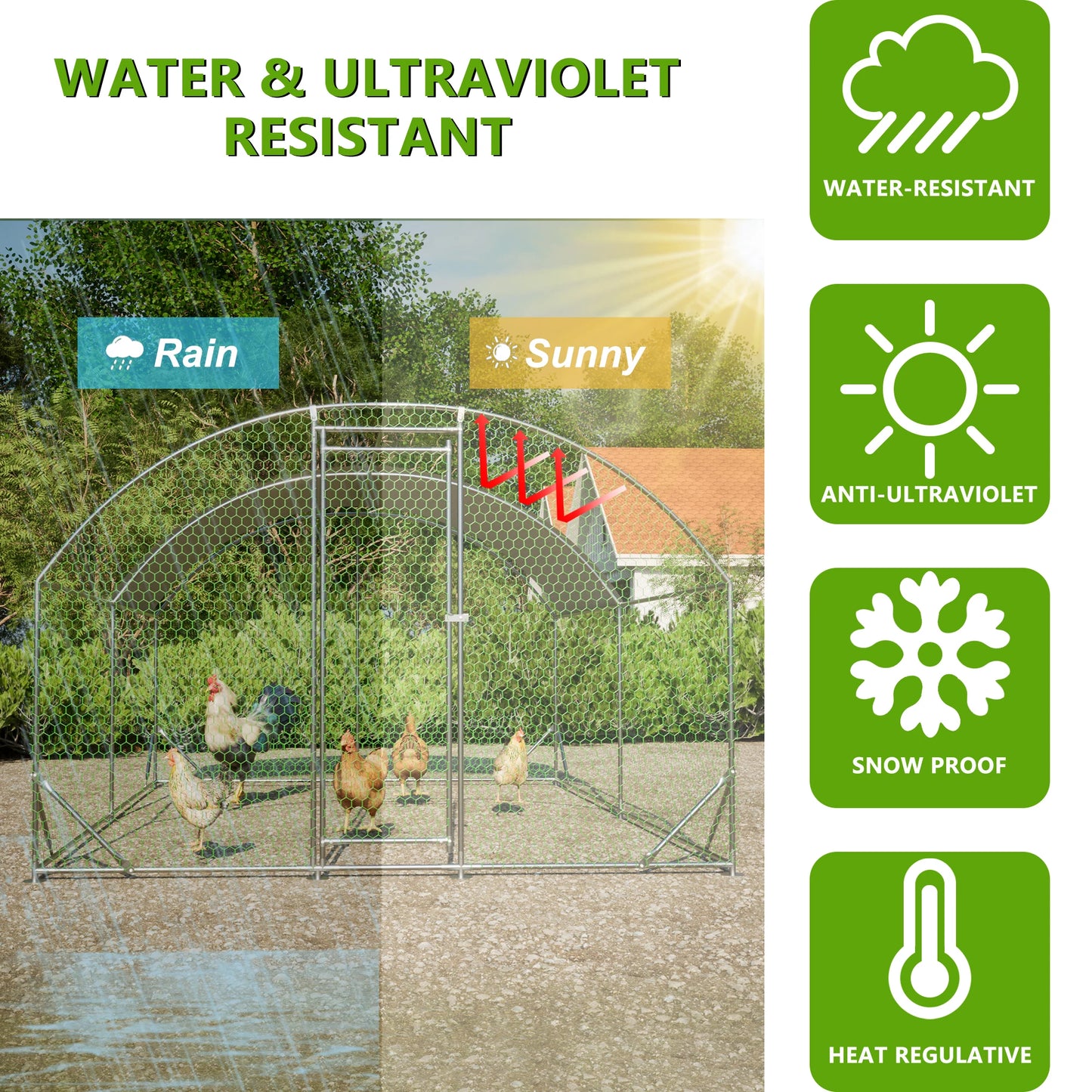 LZBEITEM Heavy Duty Chicken Coop Metal Run With UV Cover