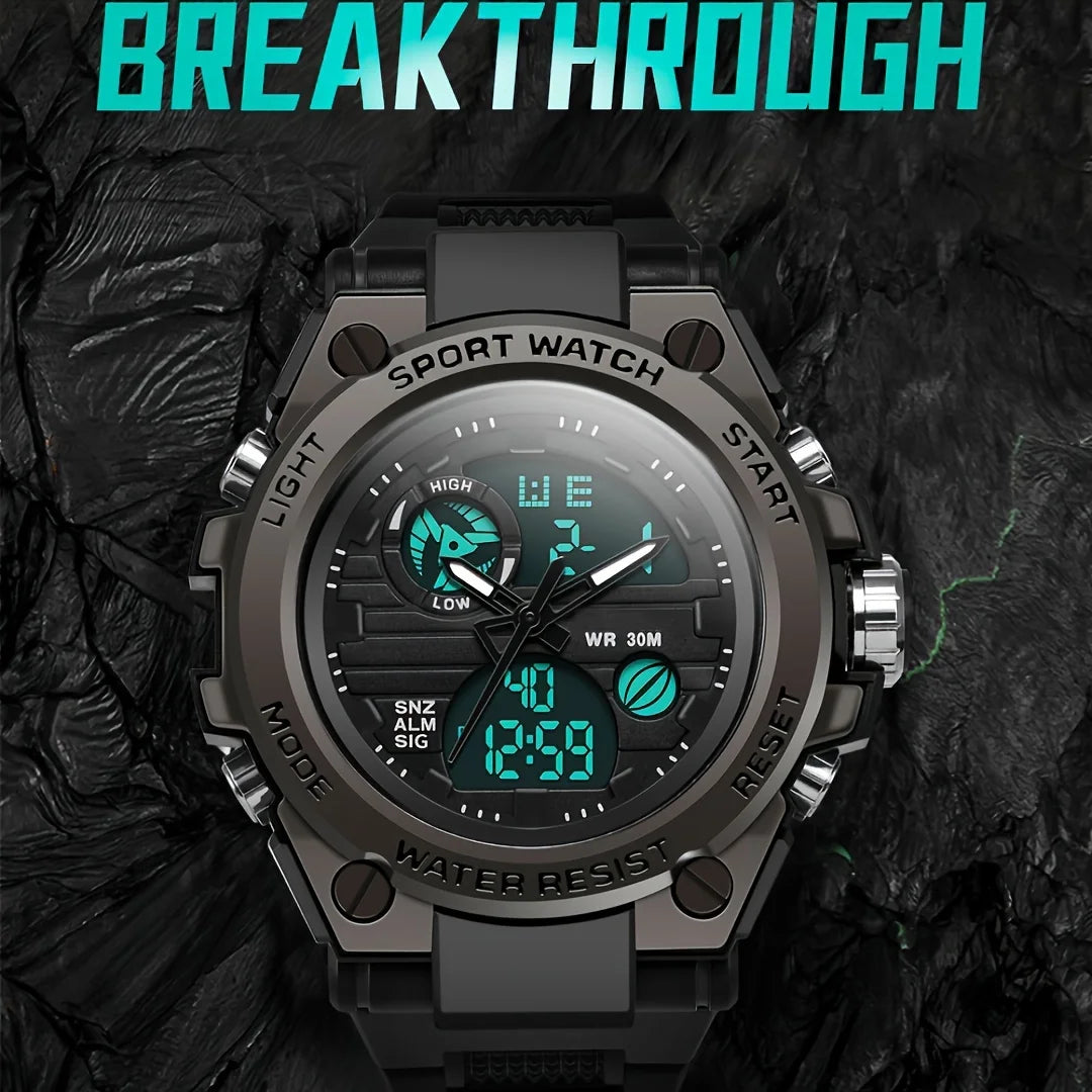 Watches for Men Watch Outdoor LED Stopwatch Digital Electronic Large Dual Display Tough Electronic Clock Wrist Watches for Men