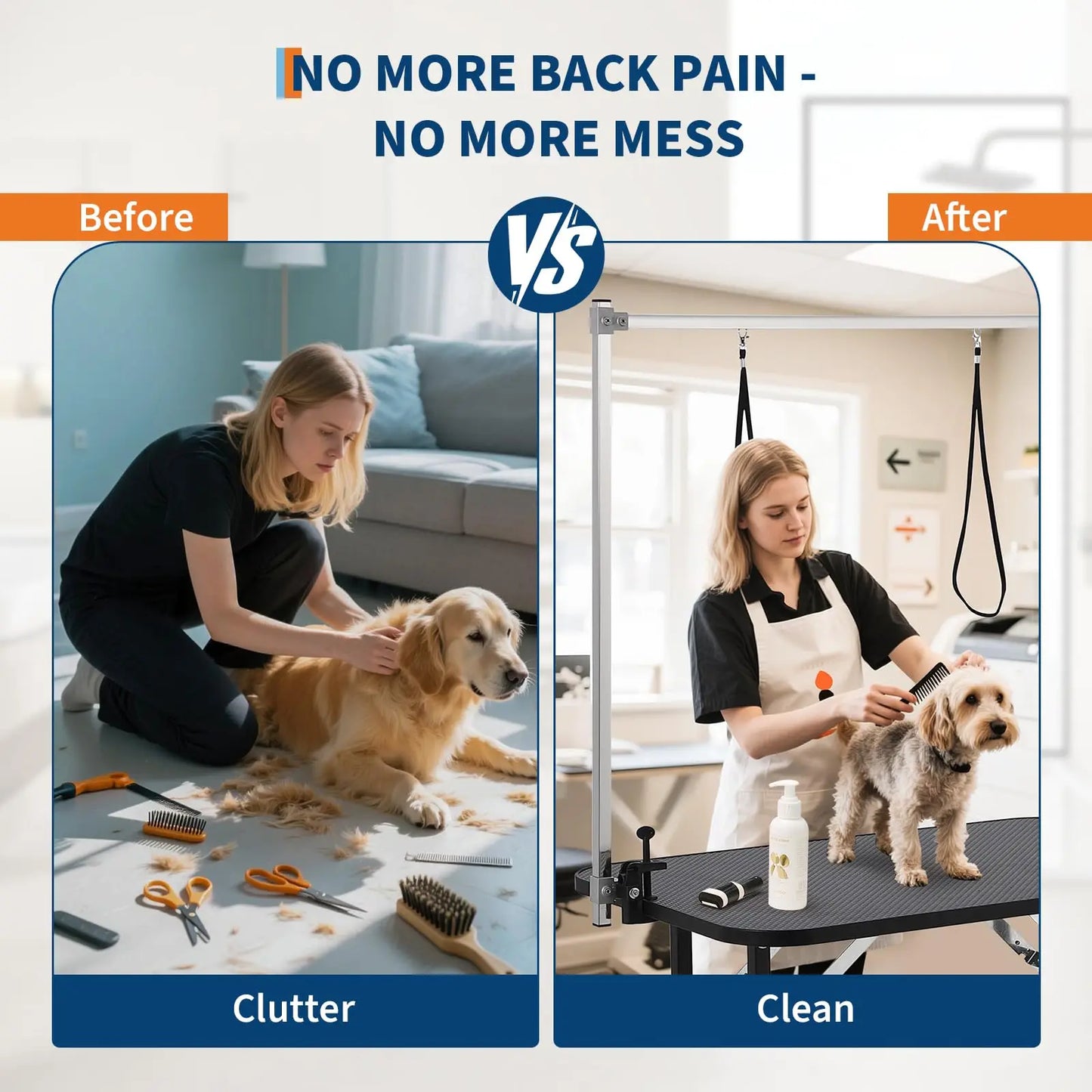 HiMISSCN Foldable Dog Grooming Table With Height Adjustable Arms Noose