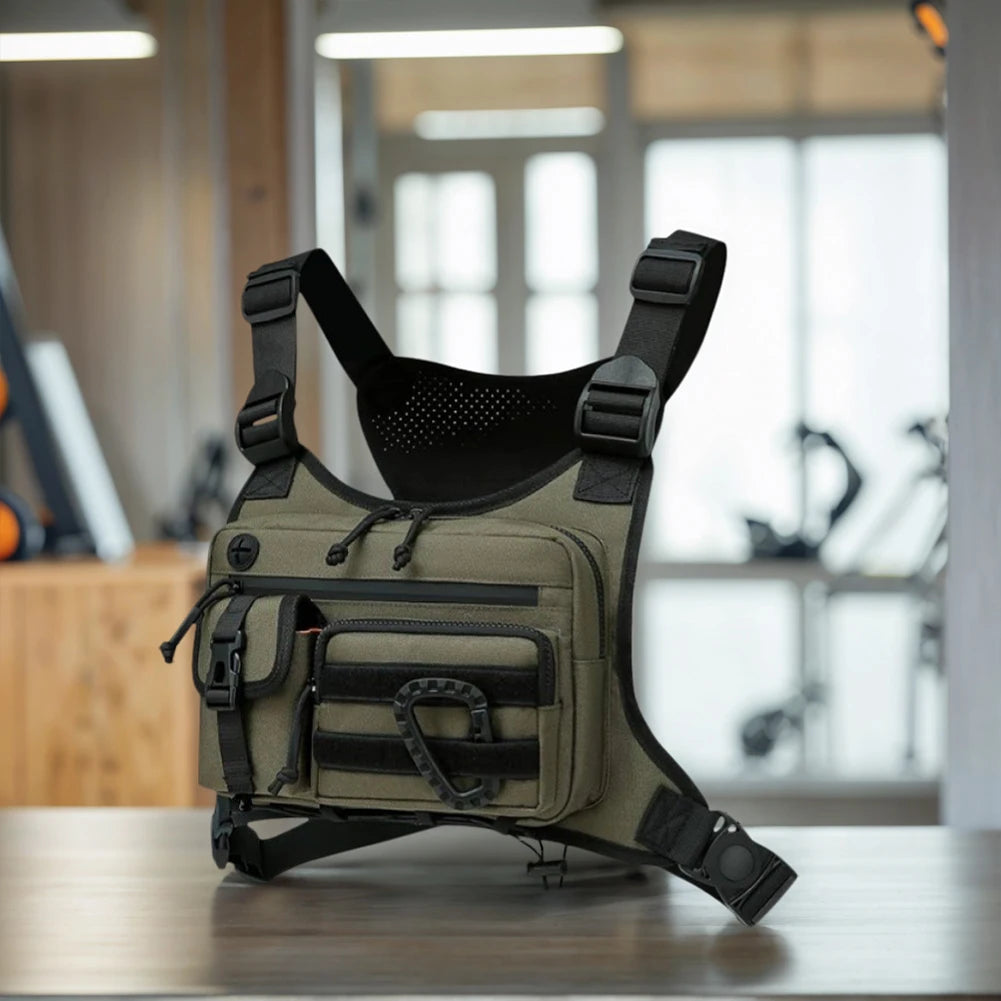 Outdoor Cycling Chest Bag Large Capacity Trendy Functional Backpack Multi Pocket Multifunctional Vest Chest Bag Work Backpack